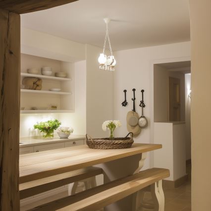 Brilagi - Hanglamp aan een ketting QUEEN 2xE14/40W/230V beuken/crème