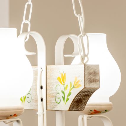 Brilagi - Hanglamp aan een ketting QUEEN 2xE14/40W/230V beuken/crème