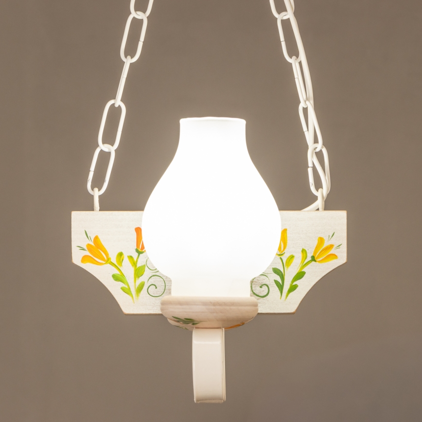 Brilagi - Hanglamp aan een ketting QUEEN 2xE14/40W/230V beuken/crème