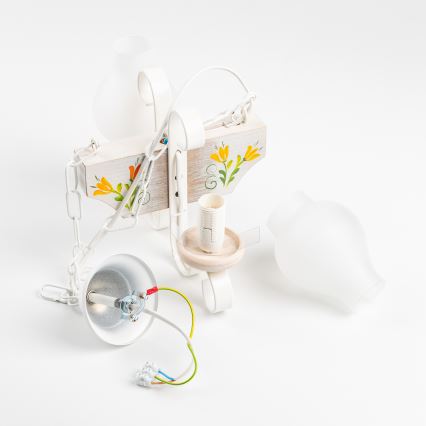 Brilagi - Hanglamp aan een ketting QUEEN 2xE14/40W/230V beuken/crème