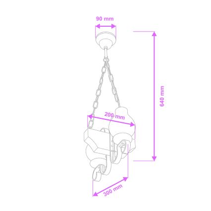 Brilagi - Hanglamp aan een ketting QUEEN 2xE14/40W/230V beuken/crème