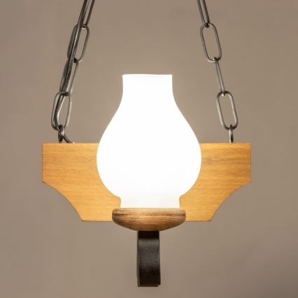Brilagi - Hanglamp aan een ketting QUEEN 2xE14/40W/230V beuken