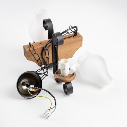 Brilagi - Hanglamp aan een ketting QUEEN 2xE14/40W/230V beuken