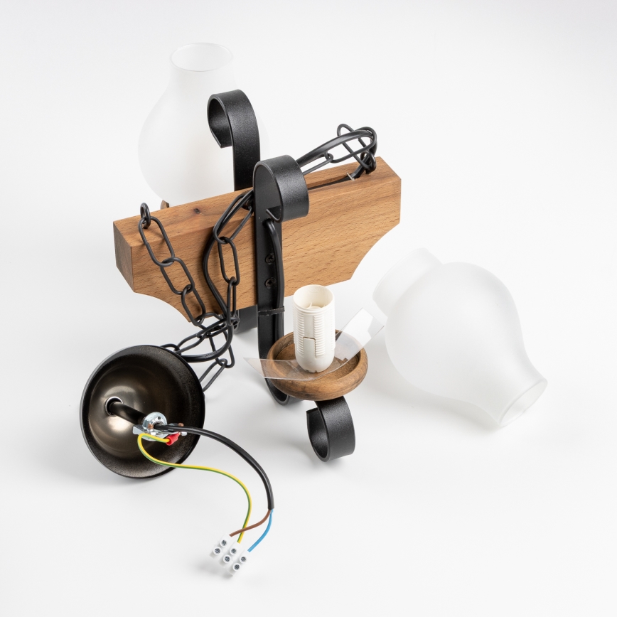 Brilagi - Hanglamp aan een ketting QUEEN 2xE14/40W/230V beuken