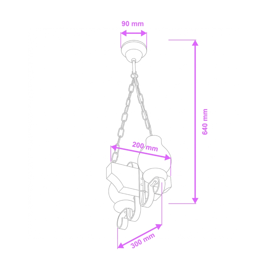 Brilagi - Hanglamp aan een ketting QUEEN 2xE14/40W/230V beuken
