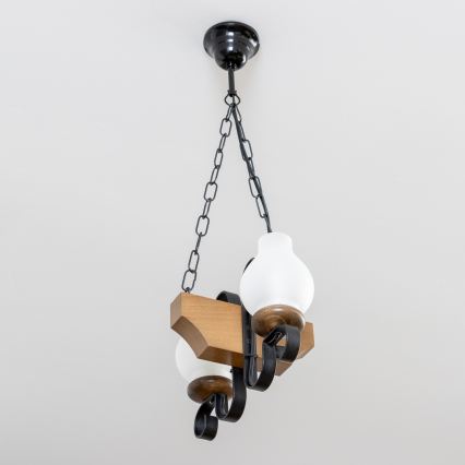 Brilagi - Hanglamp aan een ketting QUEEN 2xE14/40W/230V beuken/walnoot