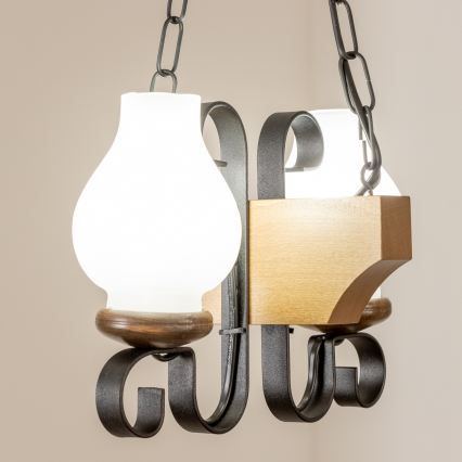 Brilagi - Hanglamp aan een ketting QUEEN 2xE14/40W/230V beuken/walnoot