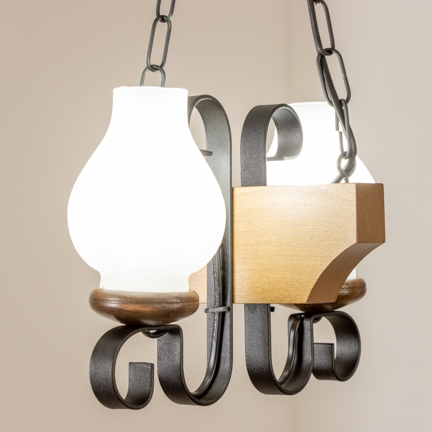 Brilagi - Hanglamp aan een ketting QUEEN 2xE14/40W/230V beuken/walnoot