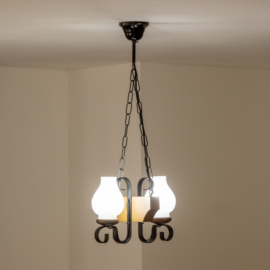 Brilagi - Hanglamp aan een ketting QUEEN 2xE14/40W/230V beuken/walnoot