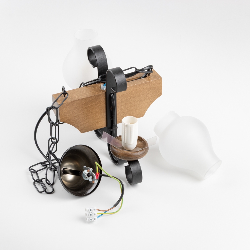 Brilagi - Hanglamp aan een ketting QUEEN 2xE14/40W/230V beuken/walnoot