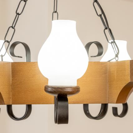 Brilagi - Hanglamp aan een ketting QUEEN 3xE14/40W/230V beuken/walnoot