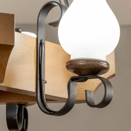 Brilagi - Hanglamp aan een ketting QUEEN 3xE14/40W/230V beuken/walnoot