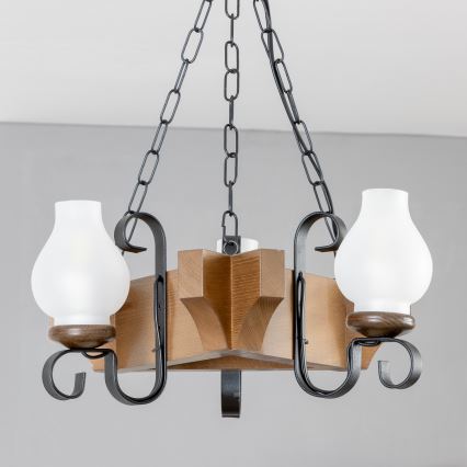 Brilagi - Hanglamp aan een ketting QUEEN 3xE14/40W/230V beuken/walnoot