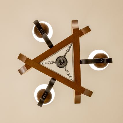 Brilagi - Hanglamp aan een ketting QUEEN 3xE14/40W/230V beuken/walnoot