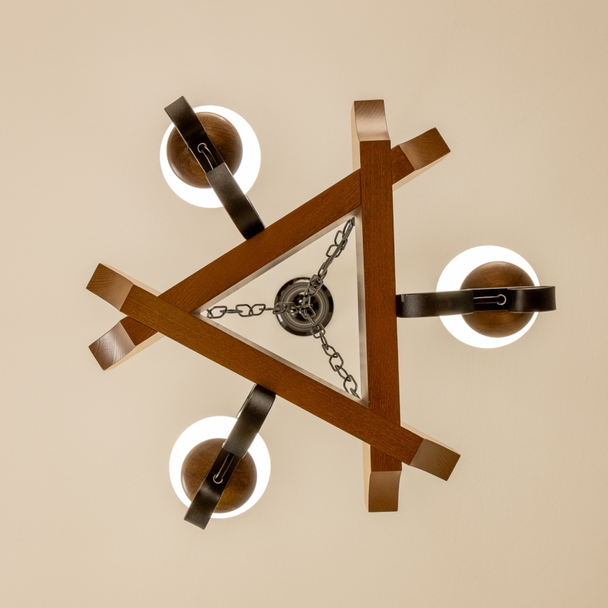 Brilagi - Hanglamp aan een ketting QUEEN 3xE14/40W/230V beuken/walnoot