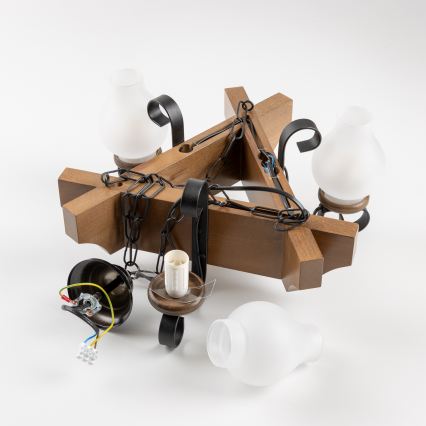 Brilagi - Hanglamp aan een ketting QUEEN 3xE14/40W/230V beuken/walnoot