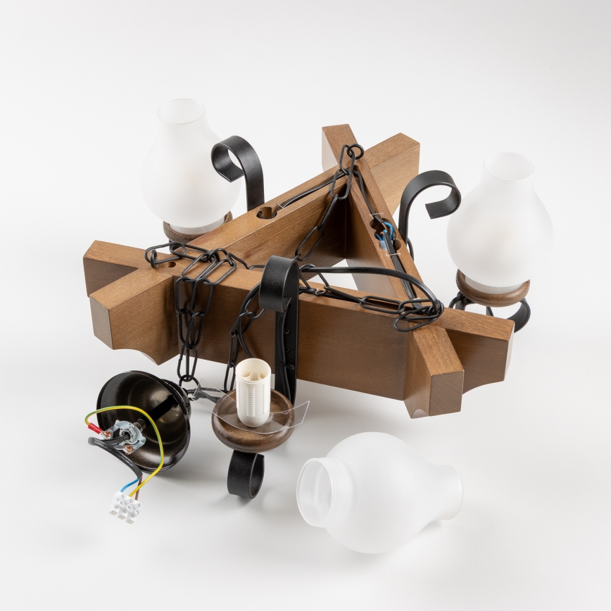 Brilagi - Hanglamp aan een ketting QUEEN 3xE14/40W/230V beuken/walnoot