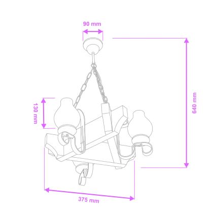 Brilagi - Hanglamp aan een ketting QUEEN 3xE14/40W/230V beuken/walnoot