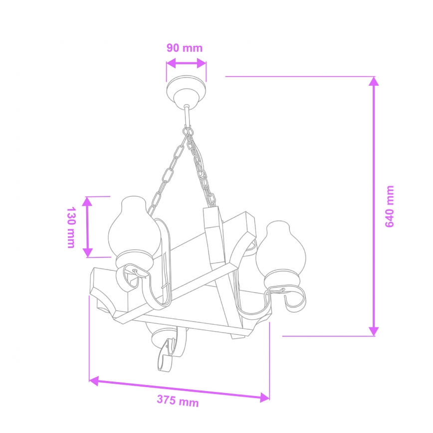 Brilagi - Hanglamp aan een ketting QUEEN 3xE14/40W/230V beuken/walnoot