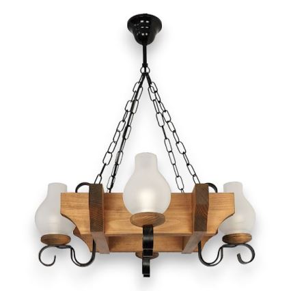 Brilagi - Hanglamp aan een ketting QUEEN 4xE14/40W/230V beuken