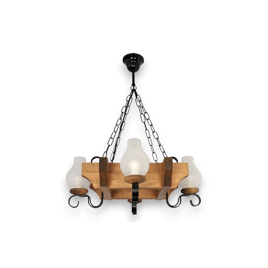 Brilagi - Hanglamp aan een ketting QUEEN 4xE14/40W/230V beuken