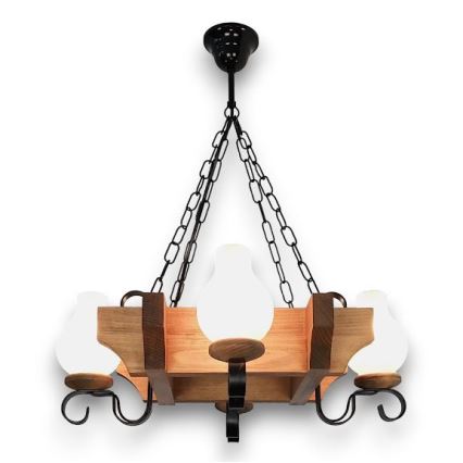 Brilagi - Hanglamp aan een ketting QUEEN 4xE14/40W/230V beuken