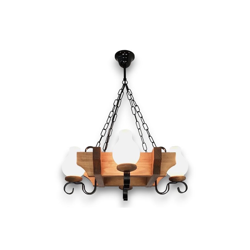 Brilagi - Hanglamp aan een ketting QUEEN 4xE14/40W/230V beuken