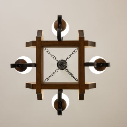 Brilagi - Hanglamp aan een ketting QUEEN 4xE14/40W/230V beuken