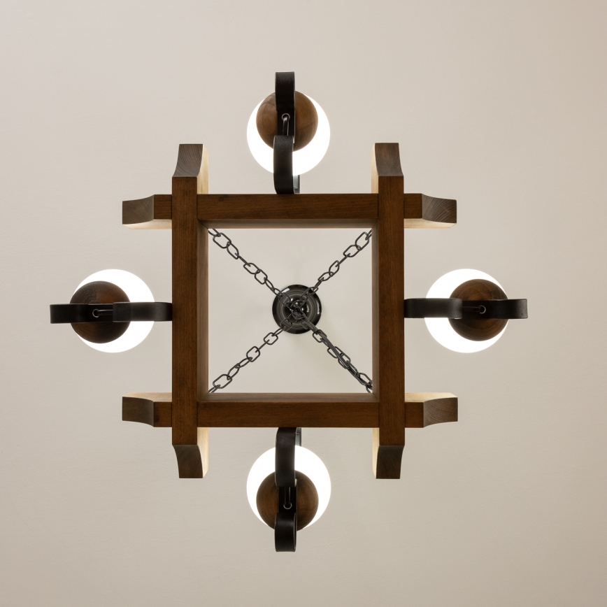 Brilagi - Hanglamp aan een ketting QUEEN 4xE14/40W/230V beuken