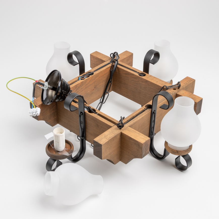 Brilagi - Hanglamp aan een ketting QUEEN 4xE14/40W/230V beuken