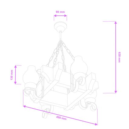 Brilagi - Hanglamp aan een ketting QUEEN 4xE14/40W/230V beuken