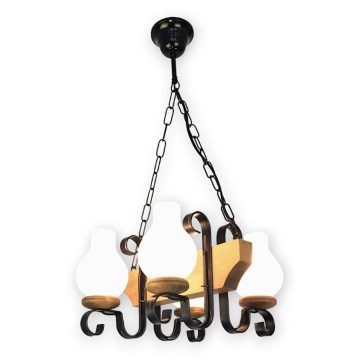 Brilagi - Hanglamp aan een ketting QUEEN 4xE14/40W/230V beuken