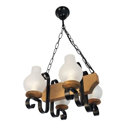 Brilagi - Hanglamp aan een ketting QUEEN 4xE14/40W/230V beuken