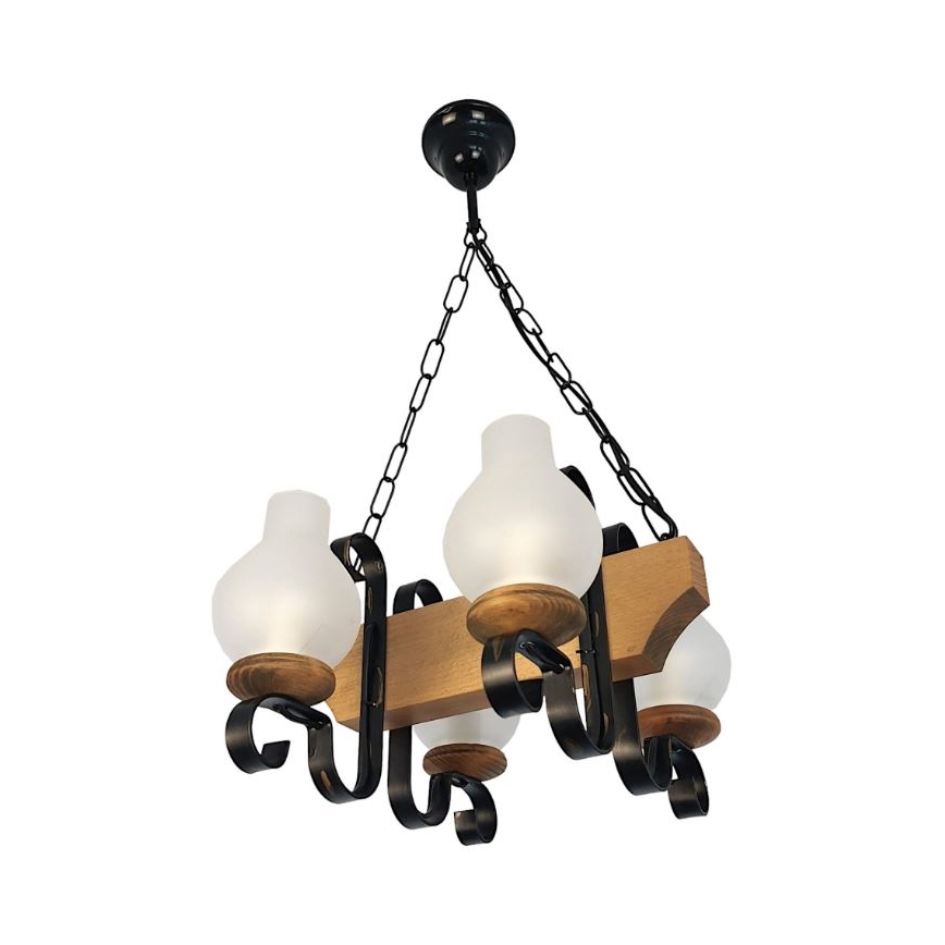 Brilagi - Hanglamp aan een ketting QUEEN 4xE14/40W/230V beuken