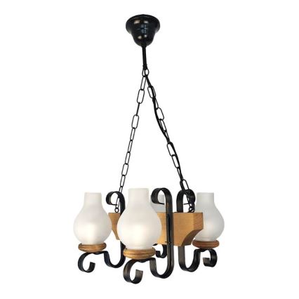 Brilagi - Hanglamp aan een ketting QUEEN 4xE14/40W/230V beuken