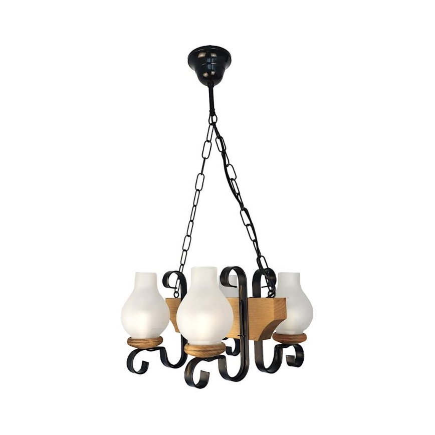 Brilagi - Hanglamp aan een ketting QUEEN 4xE14/40W/230V beuken