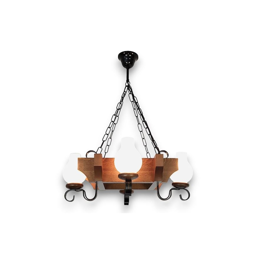 Brilagi - Hanglamp aan een ketting QUEEN 4xE14/40W/230V beuken/walnoot