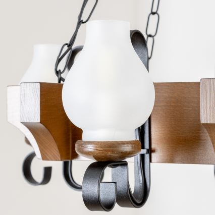 Brilagi - Hanglamp aan een ketting QUEEN 4xE14/40W/230V beuken/walnoot