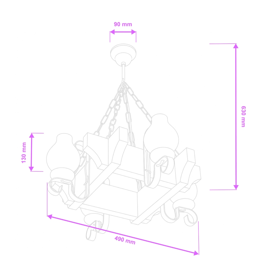 Brilagi - Hanglamp aan een ketting QUEEN 4xE14/40W/230V beuken/walnoot