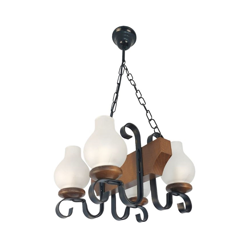 Brilagi - Hanglamp aan een ketting QUEEN 4xE14/40W/230V beuken/walnoot