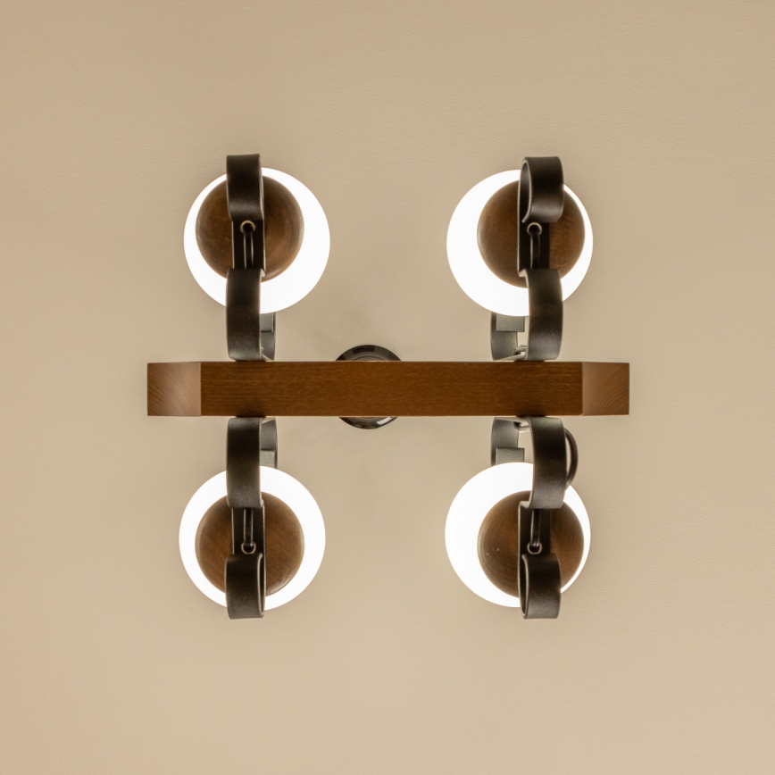 Brilagi - Hanglamp aan een ketting QUEEN 4xE14/40W/230V beuken/walnoot