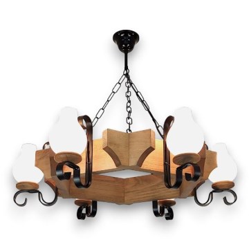 Brilagi - Hanglamp aan een ketting QUEEN 6xE14/40W/230V beuken