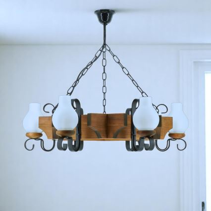 Brilagi - Hanglamp aan een ketting QUEEN 6xE14/40W/230V beuken