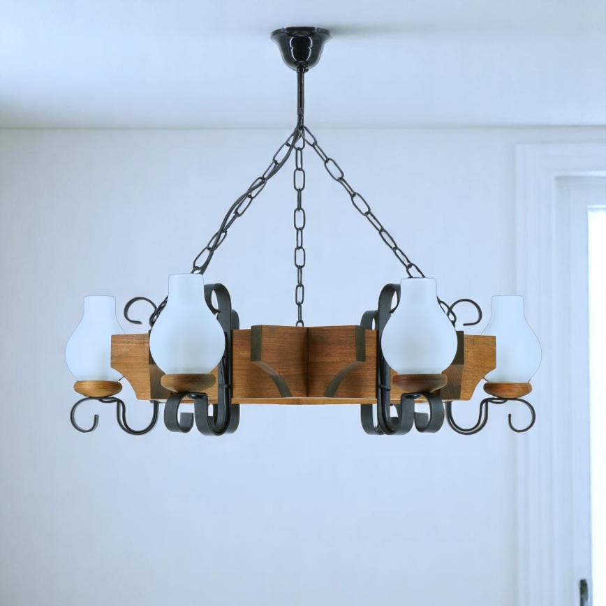 Brilagi - Hanglamp aan een ketting QUEEN 6xE14/40W/230V beuken