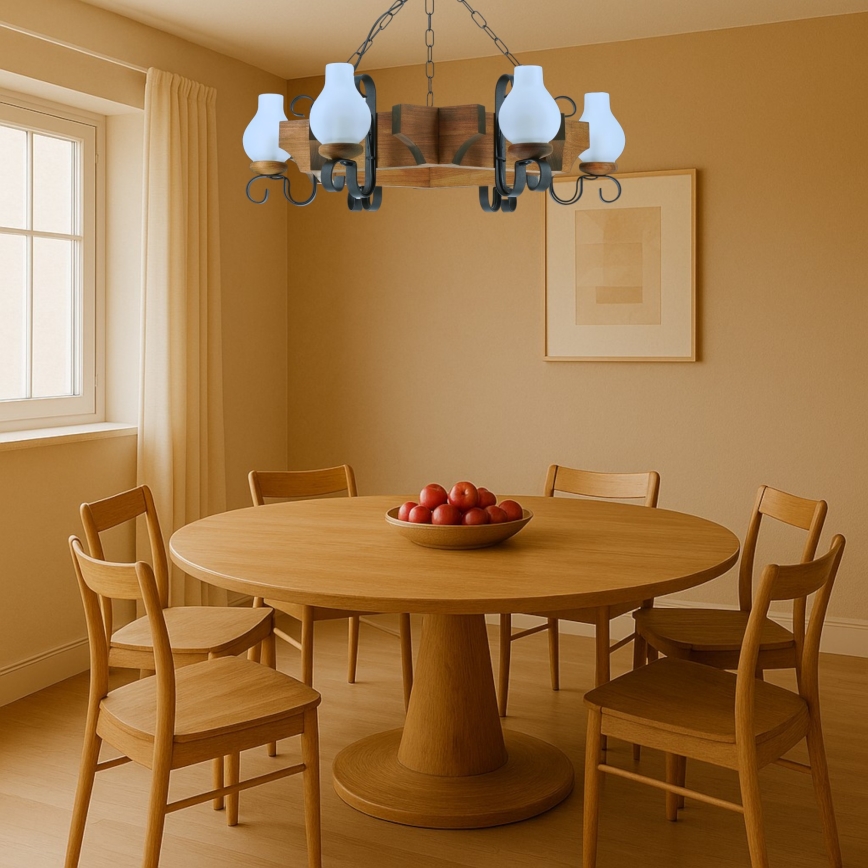 Brilagi - Hanglamp aan een ketting QUEEN 6xE14/40W/230V beuken