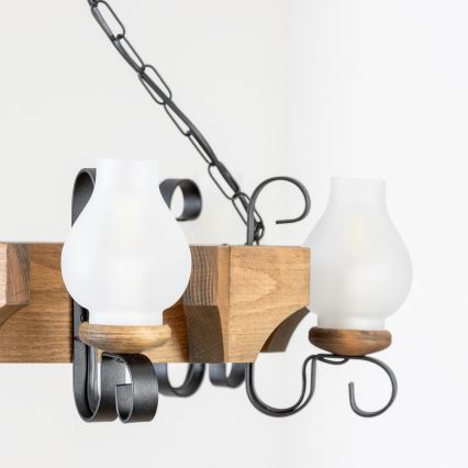 Brilagi - Hanglamp aan een ketting QUEEN 6xE14/40W/230V beuken