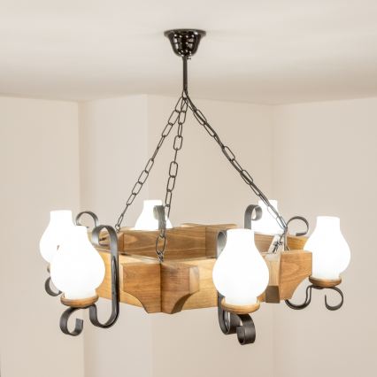 Brilagi - Hanglamp aan een ketting QUEEN 6xE14/40W/230V beuken