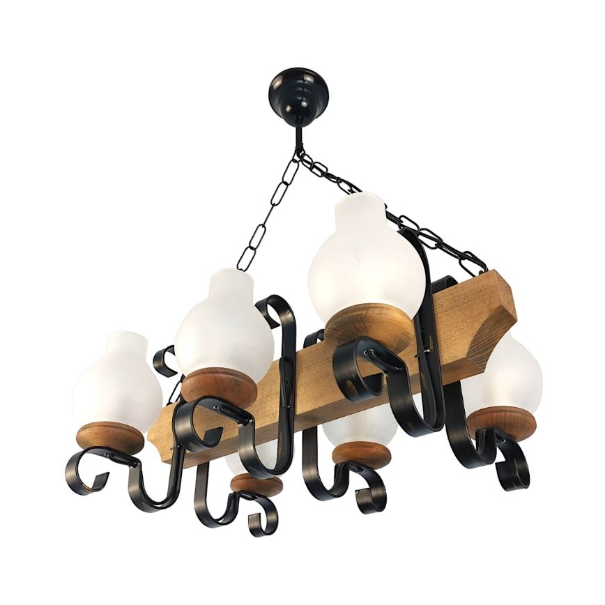 Brilagi - Hanglamp aan een ketting QUEEN 6xE14/40W/230V beuken