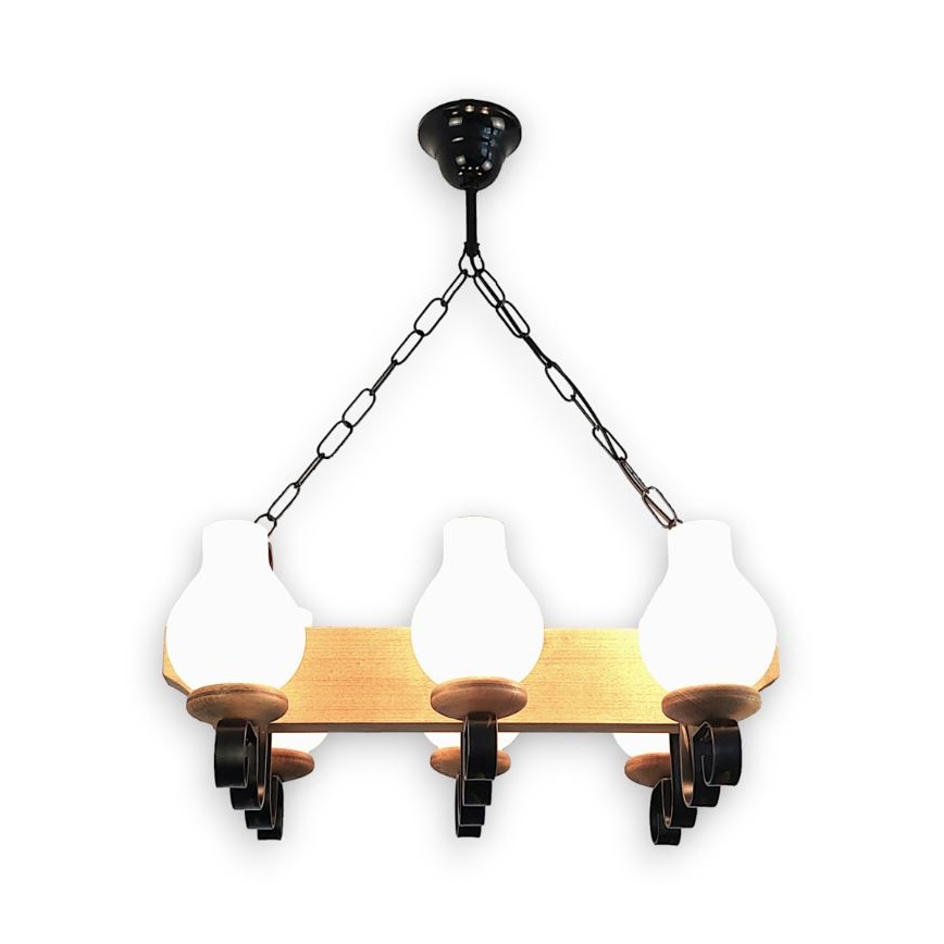 Brilagi - Hanglamp aan een ketting QUEEN 6xE14/40W/230V beuken