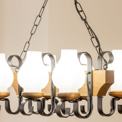 Brilagi - Hanglamp aan een ketting QUEEN 6xE14/40W/230V beuken